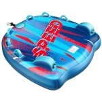 Sunrio Speed Towable Tubes for Boating 1-3 Riders Inflatable Water Sport Towable Tube for Boat to Pull Behind Heavy Duty Nylon Cover with Zipper Bolster Fins Safety Air Valve Padded Handle