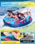 Sunrio Speed Towable Tubes for Boating 1-3 Riders Inflatable Water Sport Towable Tube for Boat to Pull Behind Heavy Duty Nylon Cover with Zipper Bolster Fins Safety Air Valve Padded Handle