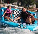 SereneLife Heavy-Duty Inflatable Towable Booster Tube - Two Person Water Tube Boating Float Tow Raft