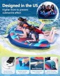Sunrio Speed Towable Tubes for Boating 1-3 Riders Inflatable Water Sport Towable Tube for Boat to Pull Behind Heavy Duty Nylon Cover with Zipper Bolster Fins Safety Air Valve Padded Handle