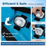 GYMAX Towable Tube for Boating, 2/3 Riders Inflatable Boat Tube for Water Sports to Pull, Boat Tubes with EVA Seat Pads, Dual Tow Points, Full 900D Nylon Cover & Drainage System (Blue, 2 Riders)