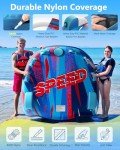 Sunrio Speed Towable Tubes for Boating 1-3 Riders Inflatable Water Sport Towable Tube for Boat to Pull Behind Heavy Duty Nylon Cover with Zipper Bolster Fins Safety Air Valve Padded Handle