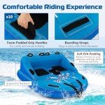 GYMAX Towable Tube for Boating, 2/3 Riders Inflatable Boat Tube for Water Sports to Pull, Boat Tubes with EVA Seat Pads, Dual Tow Points, Full 900D Nylon Cover & Drainage System (Blue, 2 Riders)