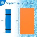Stopsad 6'/9'/12' Floating Water Mat, Foam Water Floating Pad, Tear-Resistant XPE Foam, Lily Pad for Water Recreation Pool, Beach, Ocean, Lake, Suitable for Multiple Users (6 * 4' Blue/Orange)