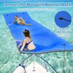 GYMAX Floating Water Pad, 9/18 FT x 6 FT Water Foam Mat with Rolling Pillow, 3-Layer Floating Island for Pool River Lake Beach Sea Water Activities (Blue, 18 Feet)