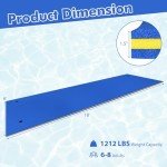 GYMAX Floating Water Pad, 9/18 FT x 6 FT Water Foam Mat with Rolling Pillow, 3-Layer Floating Island for Pool River Lake Beach Sea Water Activities (Blue, 18 Feet)