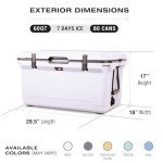 ENGEL 60 QT Ultra-Light Injection Molded Cooler - Ice Chest Keeps Ice up to 7 Days - Large Cooler Includes Wire Basket, Divider and Built-in Bottle Opener - White with Dark Grey Interior (White)