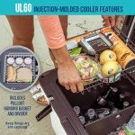 ENGEL 60 QT Ultra-Light Injection Molded Cooler - Ice Chest Keeps Ice up to 7 Days - Large Cooler Includes Wire Basket, Divider and Built-in Bottle Opener - White with Dark Grey Interior (White)