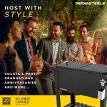 Permasteel 80-Qt Antique Patio Cooler for Outside | Outdoor Beverage Cooler Bar Cart, Rolling Cooler with Wheels and Handles, Wooden Teak Accent, Black