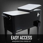 Permasteel 80-Qt Classic Outdoor Patio Cooler for Outside, Outdoor Beverage Cooler Bar Cart, Rolling Cooler with Wheels & Handles, Retro Design, Black