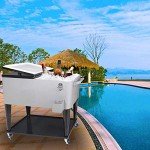 Nattork 80 Quart Rolling Cooler Cart for Outdoor Patio Deck Party, Portable Party Bar Cold Drink Beverage Cart,Ice Chest with Shelf, Water Pipe and Bottle Opener (Silver-1)