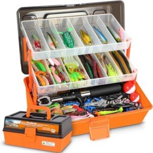 “PLUSINNO 3-Layer Tackle Box with Fishing Essentials”