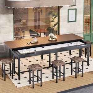 9-Piece Patio Dining Set with Shuffleboard Table