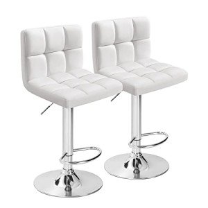 Stylish White Swivel Bar Stools Set of 2