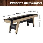 Barrington Billiards 9ft Wentworth Shuffleboard Table with Scratch-Resistant Black Playfield and 8-Puck Set Perfect for Game Rooms