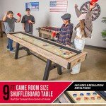 GoSports Premium 9 ft Shuffleboard Table with 8 Pucks, Shuffleboard Wax, and Brush