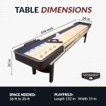 Hathaway Merlot 12 Ft Shuffleboard Table for Home Family Game Room - with Lacquer Coated Playfield, Built-in Scorer & Cabinet, Climate Adjusters, Leg Levelers, 8 Pucks, Brush & Wax - Espresso Finish