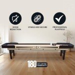 Hathaway Merlot 12 Ft Shuffleboard Table for Home Family Game Room - with Lacquer Coated Playfield, Built-in Scorer & Cabinet, Climate Adjusters, Leg Levelers, 8 Pucks, Brush & Wax - Espresso Finish