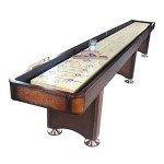 Playcraft Georgetown Shuffleboard Table with Storage Cabinet - Shuffle Board Game Table with Matching Abacus, 8 Pucks, Brush & Wax - Pro Climate Adjusters - Hand-Stained Cherry Finish - 16ft