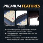 Hathaway Merlot 12 Ft Shuffleboard Table for Home Family Game Room - with Lacquer Coated Playfield, Built-in Scorer & Cabinet, Climate Adjusters, Leg Levelers, 8 Pucks, Brush & Wax - Espresso Finish