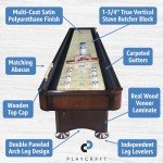 Playcraft Georgetown Shuffleboard Table with Storage Cabinet - Shuffle Board Game Table with Matching Abacus, 8 Pucks, Brush & Wax - Pro Climate Adjusters - Hand-Stained Cherry Finish - 16ft