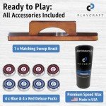 Playcraft Georgetown Shuffleboard Table with Storage Cabinet - Shuffle Board Game Table with Matching Abacus, 8 Pucks, Brush & Wax - Pro Climate Adjusters - Hand-Stained Cherry Finish - 16ft