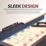 Hathaway Merlot 12 Ft Shuffleboard Table for Home Family Game Room - with Lacquer Coated Playfield, Built-in Scorer & Cabinet, Climate Adjusters, Leg Levelers, 8 Pucks, Brush & Wax - Espresso Finish