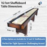 Playcraft Georgetown Shuffleboard Table with Storage Cabinet - Shuffle Board Game Table with Matching Abacus, 8 Pucks, Brush & Wax - Pro Climate Adjusters - Hand-Stained Cherry Finish - 16ft