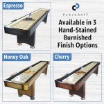 Playcraft Georgetown Shuffleboard Table with Storage Cabinet - Shuffle Board Game Table with Matching Abacus, 8 Pucks, Brush & Wax - Pro Climate Adjusters - Hand-Stained Cherry Finish - 16ft