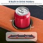 SereneLife 6ft Foldable Poker Game Table, 8 Player Casino Style Oval Card Table with Cushioned Rails, 8 Cup Holders, Metal Legs, Water-Resistant, Felt-Surface, Games Table 71.65"x32.28"x29.13" Inch