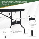 Goplus 72” Poker Table Foldable, 8 Players Card Board Game Table w/Deep Metal Cup Holders, Casino Grade Felt, Portable Folding Oval Blackjack Table for Texas Holdem, No Assembly Required (Green)