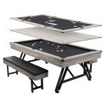 American Legend 3-in-1 Pool + Poker Dining Table - Instant Transformation - Premium Black Felt - XL Flip Top Bench Storage - Modern Design