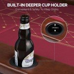 PEXMOR 10 Player Foldable Poker Table, Folding Texas Holdem Blackjack Casino Game Table w/Deeper Stainless Steel Cup Holders| Casino-Grade Felt| Water-Resistant Cushioned Rail, Fully Assembled