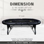 GUTSHOT Premium Poker Table for 10 Players - Foldable and Long-Lasting Poker Table with 1 Extra Mat, Luxurious Vegas Style Casino Experience at Home (Black)
