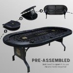 GUTSHOT Premium Poker Table for 10 Players - Foldable and Long-Lasting Poker Table with 1 Extra Mat, Luxurious Vegas Style Casino Experience at Home (Black)