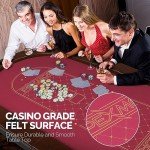 PEXMOR 10 Player Foldable Poker Table, Folding Texas Holdem Blackjack Casino Game Table w/Deeper Stainless Steel Cup Holders| Casino-Grade Felt| Water-Resistant Cushioned Rail, Fully Assembled