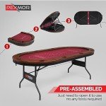 PEXMOR 10 Player Foldable Poker Table, Folding Texas Holdem Blackjack Casino Game Table w/Deeper Stainless Steel Cup Holders| Casino-Grade Felt| Water-Resistant Cushioned Rail, Fully Assembled