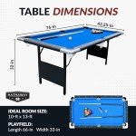 Hathaway Fairmont Portable 6-Ft Pool Table for Families with Easy Folding for Storage, Includes Balls, Cues, Chalk, Blue