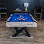 American Legend Kirkwood 84” Billiard Table with Rustic Blond Finish, K-Shaped Legs and Royal Blue Cloth