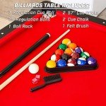 GoSports 7 ft Billiards Table - Portable Pool Table - Includes Full Set of Balls, 2 Cue Sticks, Chalk, and Felt Brush - Black, Red
