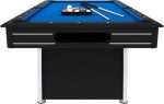 Fat Cat by GLD PRODUCTS Tucson 7’ Pool Table with Automatic Ball Return, Electric Blue Playing Surface & Included Billiard Accessories to Play Out of The Boxington 9 ft. Allendale Collection Shuffleboard Table