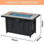 BALI OUTDOORS Fire Pit Table Propane Gas Firepit Rectangular Fire Table 42In 60,000 BTU for Outside Patio Backyard Deck Balcony