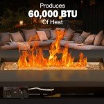 Hykolity 42 Inch Gas Fire Pit Table, 60,000 BTU Propane Pits for Outside with Steel Lid and Waterproof Cover, 2 in 1 Firepit Table Gatherings Parties on Patio Deck Garden Backyard, Black