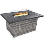 Best Choice Products 52in 50,000 BTU Outdoor Wicker Patio Propane Gas Fire Pit Table w/Aluminum Tabletop, Glass Wind Guard, Clear Glass Rocks, Cover, Slide Out Tank Holder, and Lid - Gray