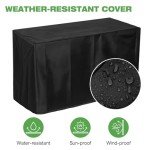 Hykolity 42 Inch Gas Fire Pit Table, 60,000 BTU Propane Pits for Outside with Steel Lid and Waterproof Cover, 2 in 1 Firepit Table Gatherings Parties on Patio Deck Garden Backyard, Black