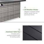 Best Choice Products 52in 50,000 BTU Outdoor Wicker Patio Propane Gas Fire Pit Table w/Aluminum Tabletop, Glass Wind Guard, Clear Glass Rocks, Cover, Slide Out Tank Holder, and Lid - Gray