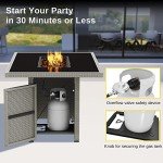 EAST OAK 52'' Propane Fire Pit Table, 60,000 BTU Gas Firepit W/Large Tempered Glass Tabletop, CSA Certified Outdoor Patio Fire Table with 9.2 lbs Glass Stone & Removable Lid, Grey