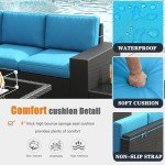 KHOLH Patio Furniture Set with Fire Pit Table, 13 Pieces Outdoor All-Weather Wicker Conversation Sectional Chair Sofa Set