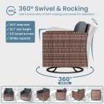 Amopatio Patio Furniture Set with Fire Pit Table, Outdoor Furniture Sectional Sofa with Swivel Chairs, Modern Conversation Sets for Balcony Backyard, Grey(Include Waterproof Covers)