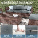 Amopatio Patio Furniture Set with Fire Pit Table, Outdoor Furniture Sectional Sofa with Swivel Chairs, Modern Conversation Sets for Balcony Backyard, Grey(Include Waterproof Covers)